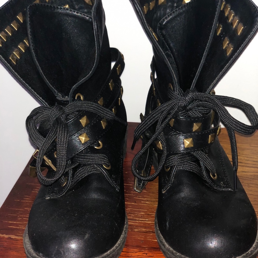 Studded black combat boots